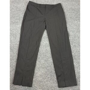 ST. JOHN Women's Black Charcoal Gray Flat Front Ankle Slit Dress Pants Size 10